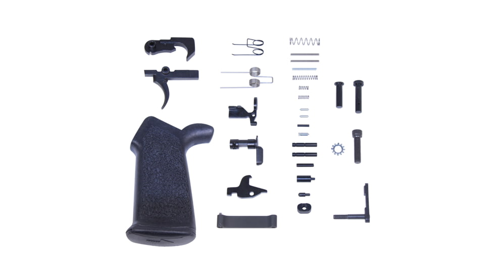 Guntec USA AR-15 Complete Lower Parts Kit w/Ergonomic Polymer Pistol Grip, LPK-GRIP