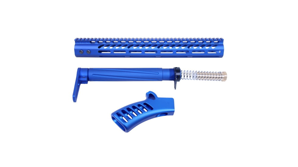 Guntec USA AR-15 Compliant Ultra Furniture Set, Anodized Blue, AR-COMP-SET-BLUE