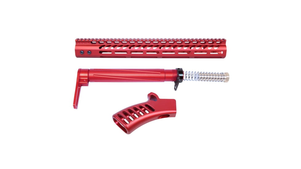 Guntec USA AR-15 Compliant Ultra Furniture Set, Anodized Red, AR-COMP-SET-RED