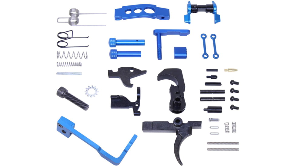 Guntec USA AR-15 Enhanced Lower Parts Kit w/ Upgrades, Anodized Blue, LPK-ENH-BLUE