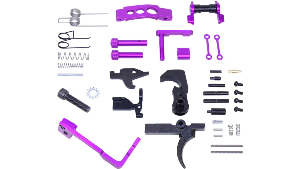 Guntec USA AR-15 Enhanced Lower Parts Kit w/ Upgrades, Anodized Purple, LPK-ENH-PURPLE
