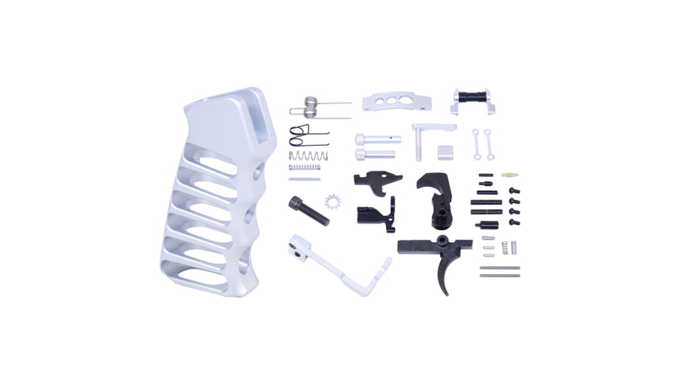 Guntec USA AR-15 Enhanced Lower Parts Kit w/ Upgrades &amp; Skeletonized Aluminum Pistol Grip