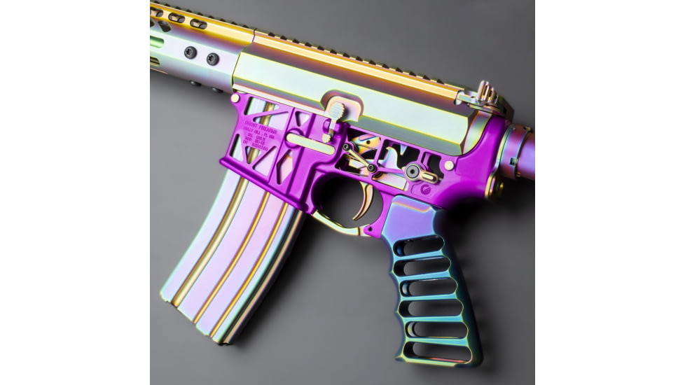 Guntec USA AR-15 Extended Ergonomic Bolt Catch, Matte Rainbow Pvd Coated, EXT-CATCH-M-RPVD