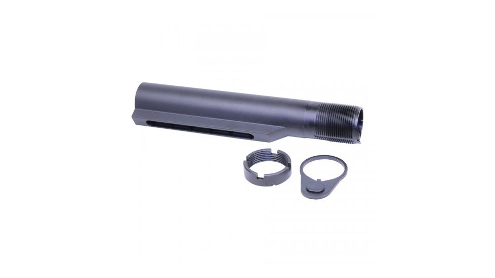 Guntec USA AR-15 Gen 2 Mil-Spec Buffer Tube w/ End Plate and Castle Nut, Black, MILSPECTUBE-G2