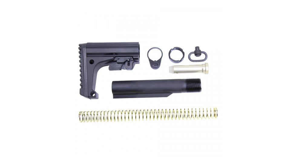 GUNTEC USA Ar 15 M.A.D. Stock Micro Aluminum Defense Stock, Black MAD