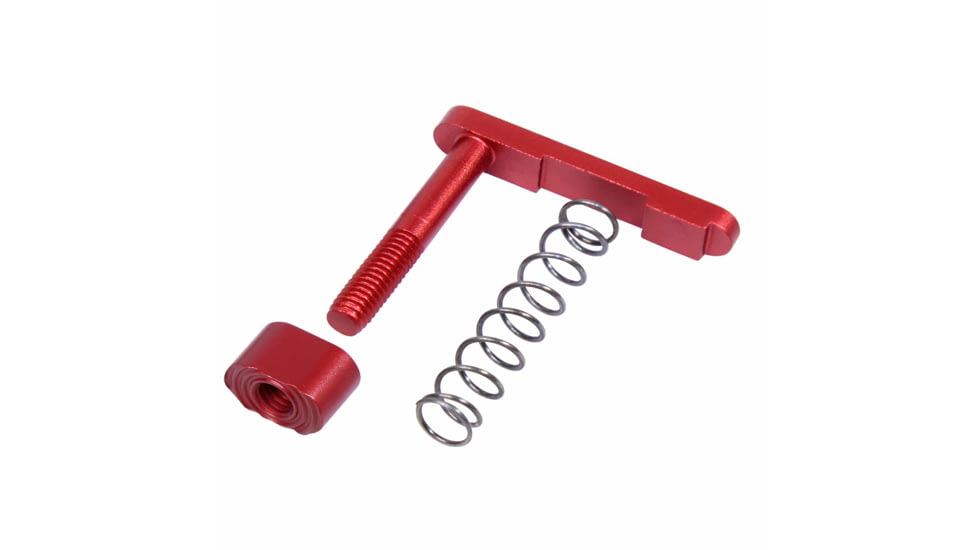 Guntec USA AR-15 Mag Catch Assembly w/Extended Mag Button, Anodized Red, GT-MC-ASSEMBLY-RED