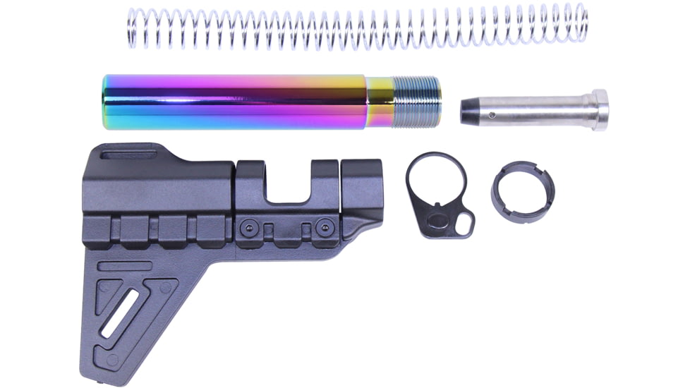 Guntec USA AR-15 Micro Breach Pistol Brace Kit, Gloss Rainbow Pvd, GT-MBPB-RPVD