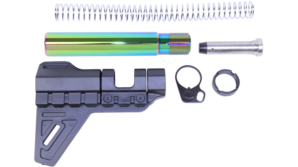 Guntec USA AR-15 Micro Breach Pistol Brace Kit, Gloss Rainbow Pvd, GT-MBPB-RPVD