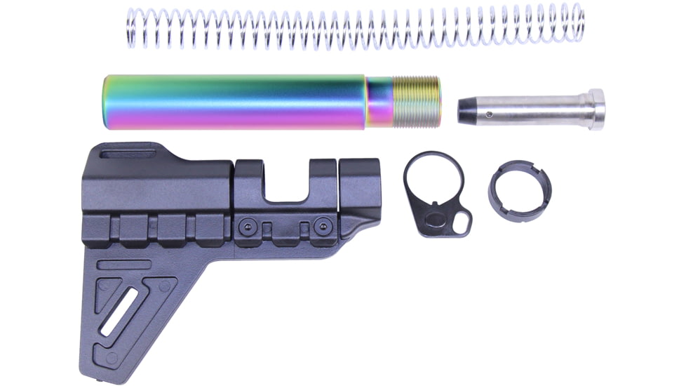 Guntec USA AR-15 Micro Breach Pistol Brace Kit, Matte Rainbow Pvd, GT-MBPB-M-RPVD