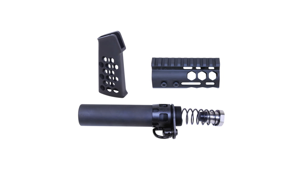 Guntec USA AR-15 Micro Honeycomb Pistol Furniture Set, Anodized Black, MICRO-HCP-SET-BLACK