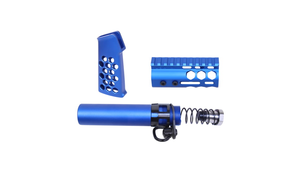 Guntec USA AR-15 Micro Honeycomb Pistol Furniture Set, Anodized Blue, MICRO-HCP-SET-BLUE