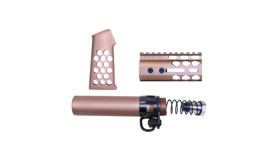 Guntec USA AR-15 Micro Honeycomb Pistol Furniture Set, Anodized Bronze, MICRO-HCP-SET-BRZ