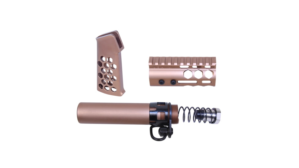 Guntec USA AR-15 Micro Honeycomb Pistol Furniture Set, Anodized Bronze, MICRO-HCP-SET-BRZ