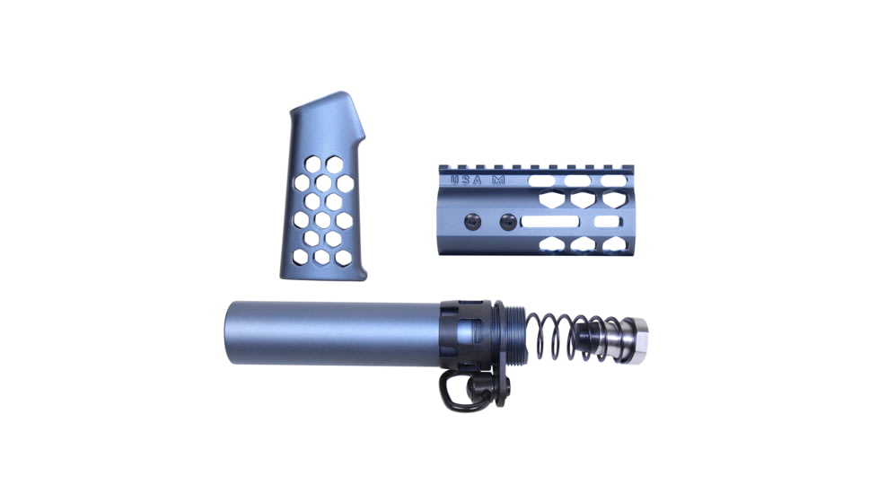 Guntec USA AR-15 Micro Honeycomb Pistol Furniture Set, Anodized Grey, MICRO-HCP-SET-GREY