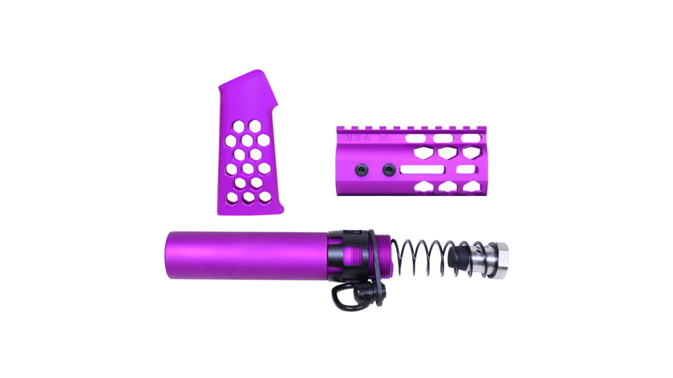 Guntec USA AR-15 Micro Honeycomb Pistol Furniture Set, Anodized Purple, MICRO-HCP-SET-PURPLE