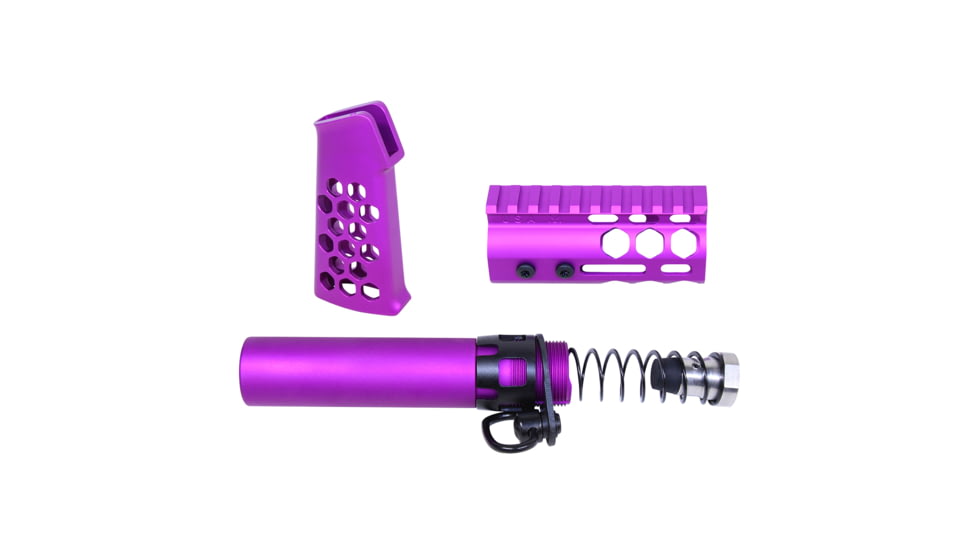 Guntec USA AR-15 Micro Honeycomb Pistol Furniture Set, Anodized Purple, MICRO-HCP-SET-PURPLE