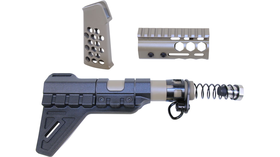 Guntec USA AR-15 Micro Honeycomb Pistol Furniture Set w/Brace, Cerakote Flat Dark Earth, MICRO-HCP-SET-PB-FDE