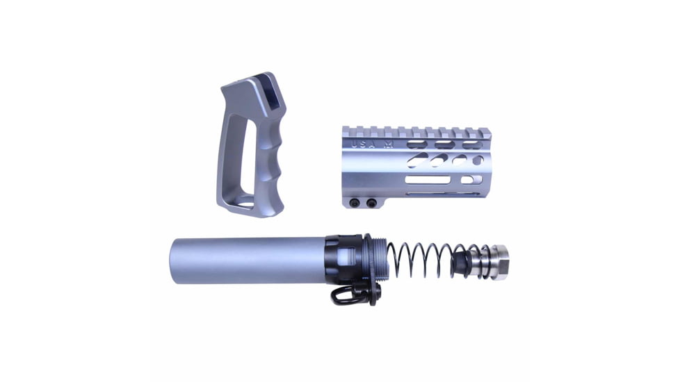 Guntec USA AR-15 Micro Pistol Furniture Set, Anodized Grey, MICRO-P-SET-GREY