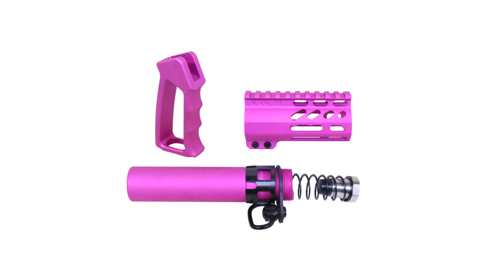 Guntec USA AR-15 Micro Pistol Furniture Set, Anodized Pink, MICRO-P-SET-PINK