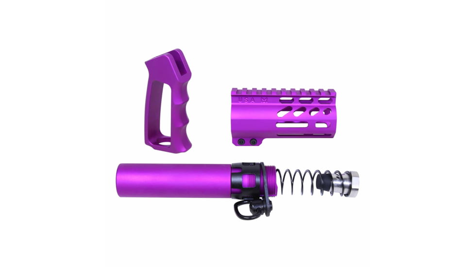 Guntec USA AR-15 Micro Pistol Furniture Set, Anodized Purple, MICRO-P-SET-PURPLE