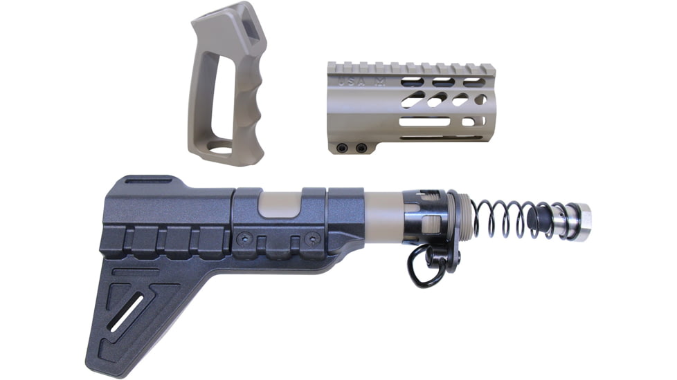 Guntec USA AR-15 Micro Pistol Furniture Set w/Brace, Cerakote Flat Dark Earth, MICRO-P-SET-PB-FDE