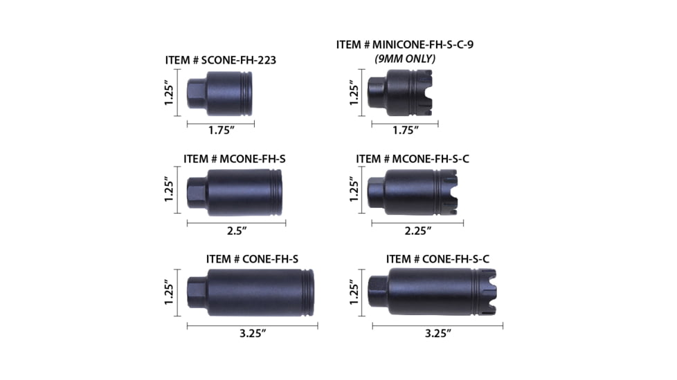 Guntec USA AR-15 Stubby Slim Compact Flash Can, Anodized Clear, SCONE-FH-223-CLEAR