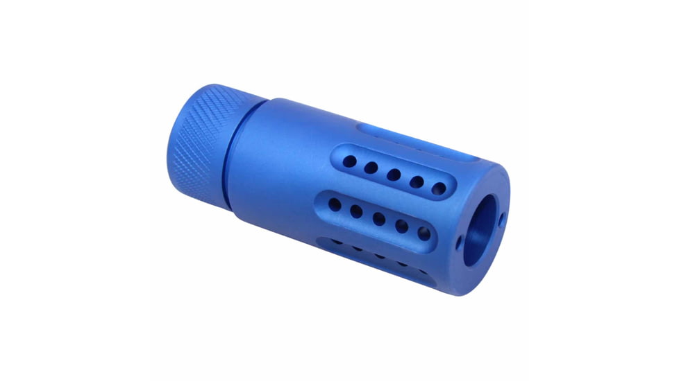 Guntec USA AR-15 Micro Slip Over Barrel Shroud w/ Multi Port Muzzle Brake, .308 Small Base, 5/8x24, Anodized Blue, 1326-MB-P-S-308-BLUE