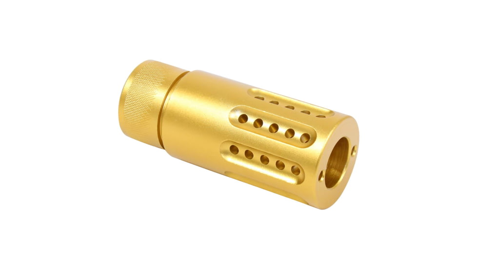 Guntec USA AR-15 Micro Slip Over Barrel Shroud w/ Multi Port Muzzle Brake, .308 Small Base, 5/8x24, Anodized Gold, 1326-MB-P-S-308-GOLD