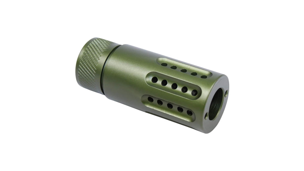 Guntec USA AR-15 Micro Slip Over Barrel Shroud w/ Multi Port Muzzle Brake, .308 Small Base, 5/8x24, Anodized Green, 1326-MB-P-S-308-GREEN