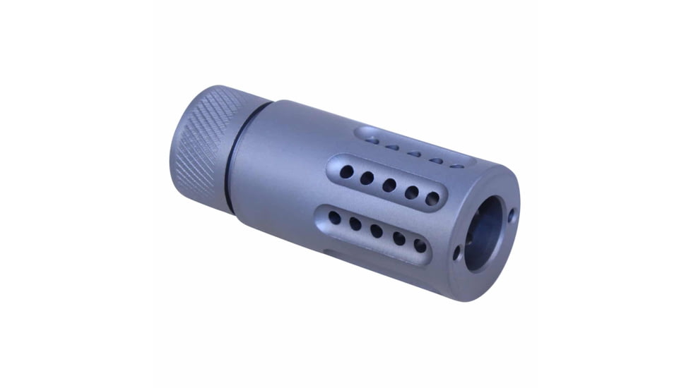 Guntec USA AR-15 Micro Slip Over Barrel Shroud w/ Multi Port Muzzle Brake, .308 Small Base, 5/8x24, Anodized Grey, 1326-MB-P-S-308-GREY