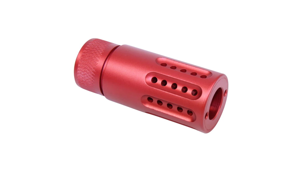 Guntec USA AR-15 Micro Slip Over Barrel Shroud w/ Multi Port Muzzle Brake, .308 Small Base, 5/8x24, Anodized Red, 1326-MB-P-S-308-RED