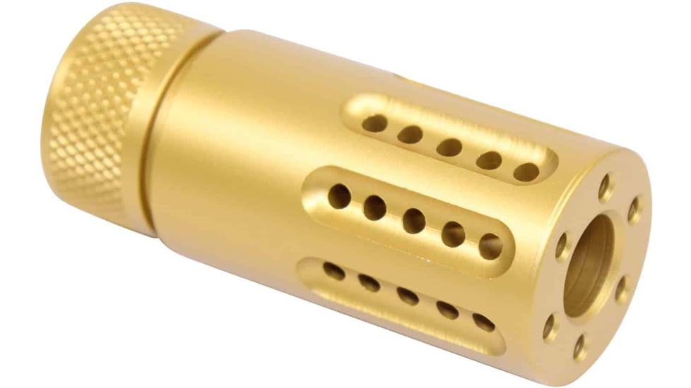 Guntec USA AR-15 Micro Slip Over Barrel Shroud w/ Multi Port Muzzle Brake, Anodized Gold, 1326-MB-P-S-GOLD