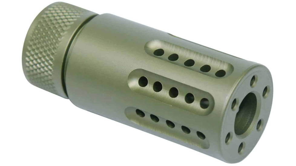 Guntec USA AR-15 Micro Slip Over Barrel Shroud w/ Multi Port Muzzle Brake, Anodized Green, 1326-MB-P-S-GREEN
