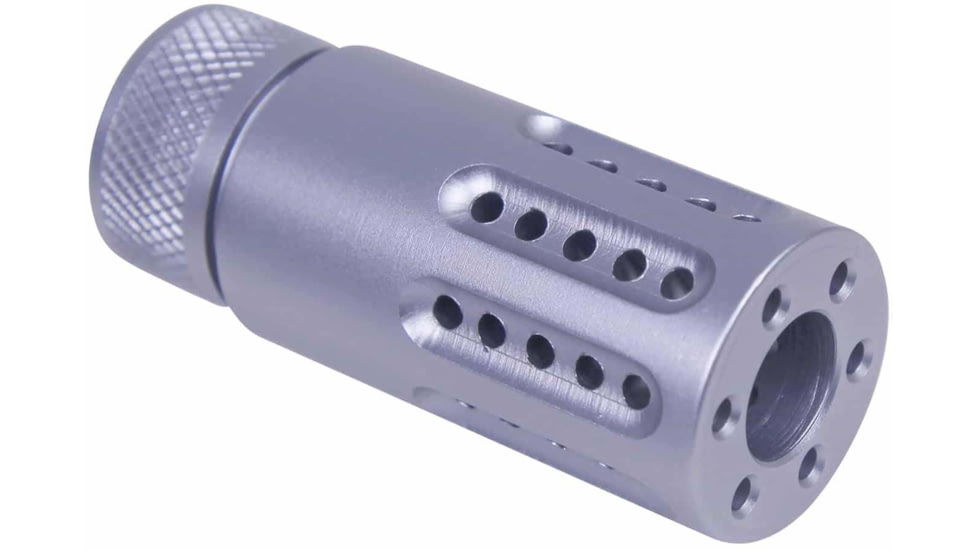 Guntec USA AR-15 Micro Slip Over Barrel Shroud w/ Multi Port Muzzle Brake, Anodized Grey, 1326-MB-P-S-GREY
