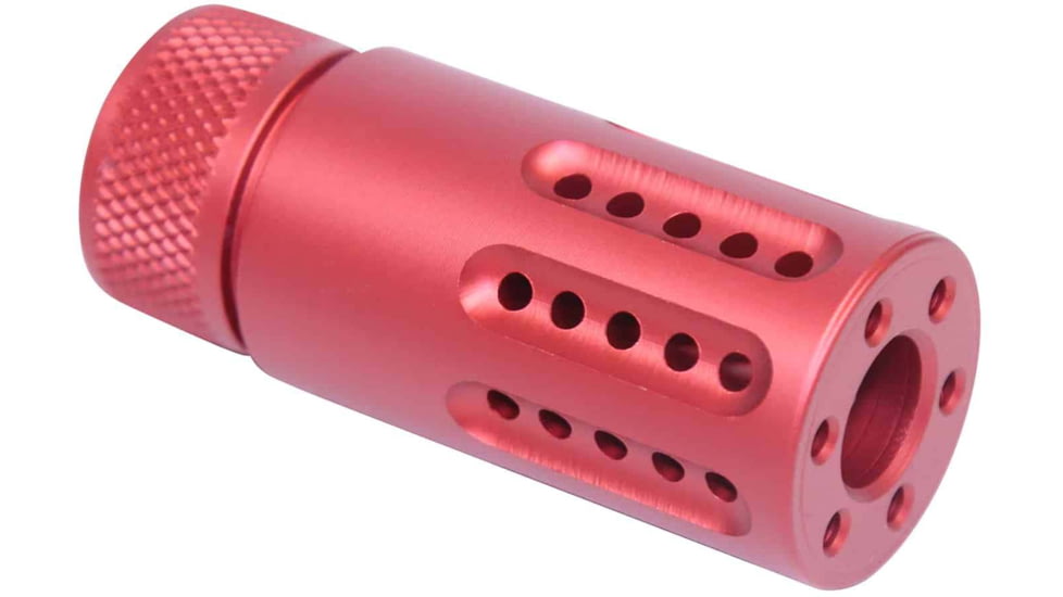 Guntec USA AR-15 Micro Slip Over Barrel Shroud w/ Multi Port Muzzle Brake, 9mm, Anodized Red, 1326-MB-P-S-9-RED