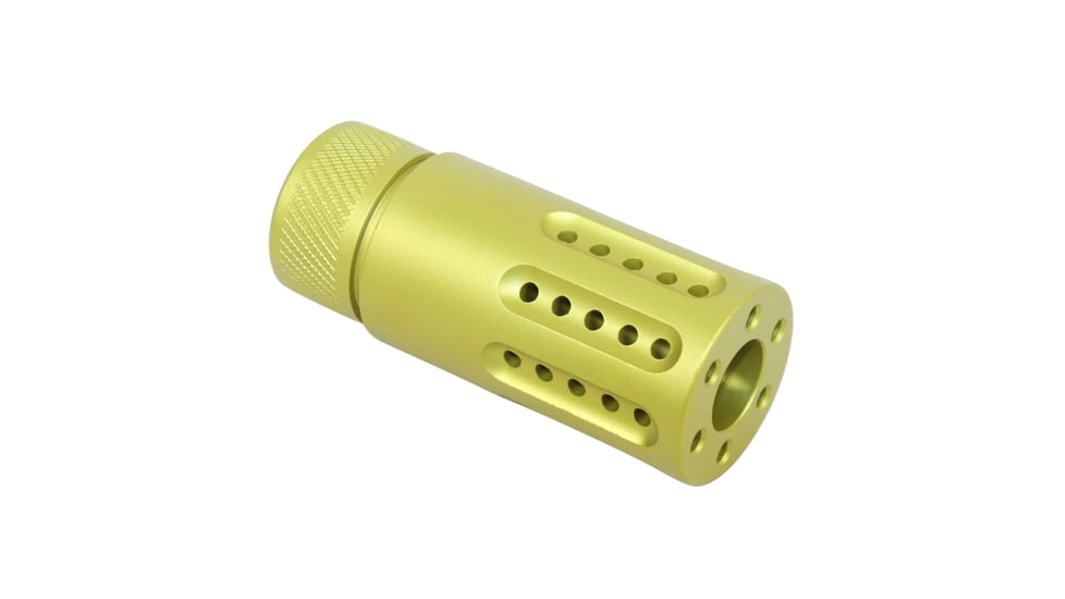 Guntec USA AR-15 Micro Slip Over Barrel Shroud With Multi Port Muzzle Brake, Anodized Neon Yellow, 1326-MB-P-S-NY