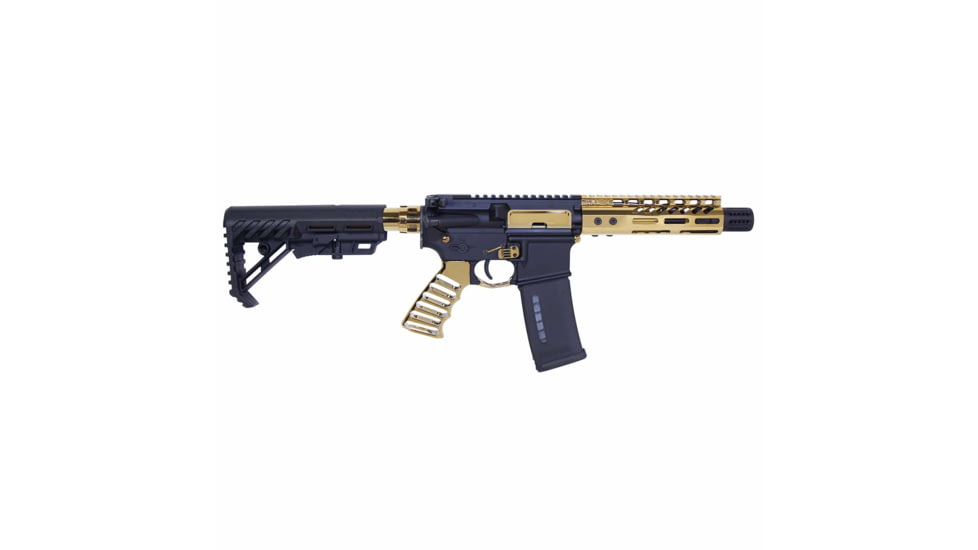 Guntec USA Ultralight Series Skeletonized Aluminum Pistol Grip, Gold Plated, ULS-PG-GLD