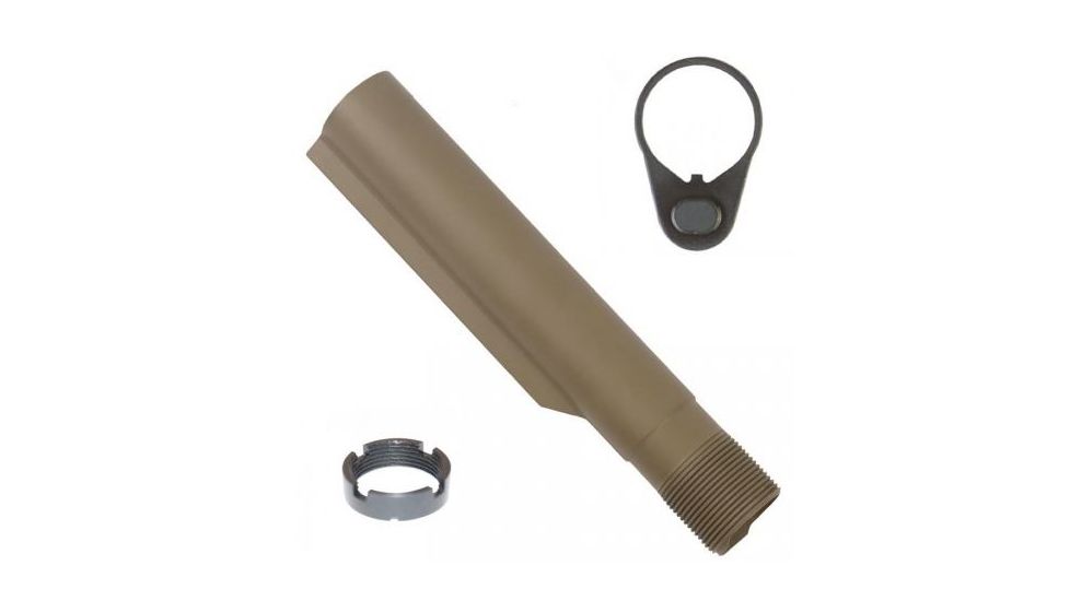 GUNTEC USA AR-15 Mil-Spec Buffer Tube w/End Plate and Castle Nut,Flat Dark Earth MILSPECTUBE-FDE