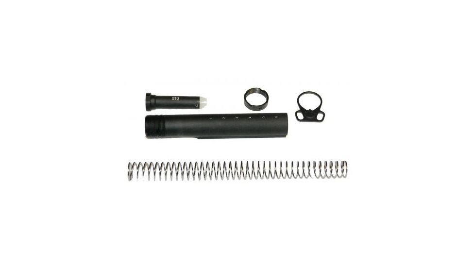 GUNTEC USA AR-15 Mil-Spec Lasered Buffer Tube Deluxe Set w/Heavy Buffer,Ambi End Plate MILTUBESET-LH-AMBI