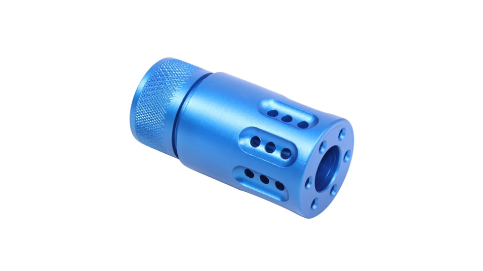 Guntec USA AR-15 Mini Slip Over Barrel Shroud w/ Multi Port Muzzle Brake, 5.56mm, 1/2-28, Anodized Blue, 1326-MB-P-MINI-BLUE