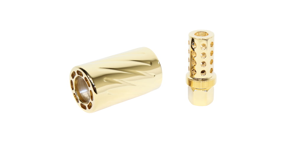 Guntec USA AR-15 Muzzle Compensator w/ QD Blast Shield, 24K Gold Plated, SPITFIRE-GP
