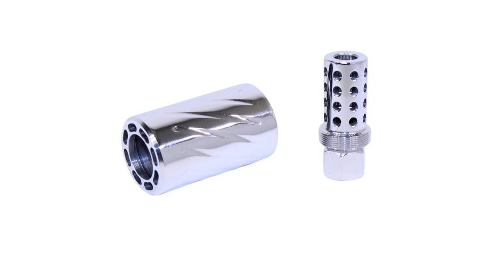 Guntec USA AR-15 Muzzle Compensator w/ QD Blast Shield, High Polished Steel, SPITFIRE-HP