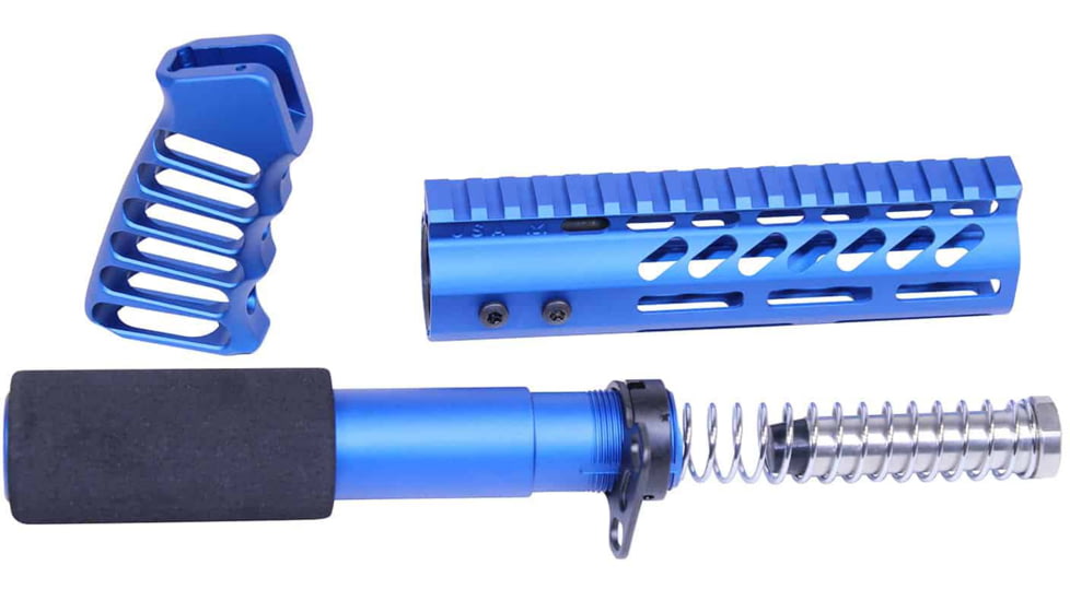 Guntec USA AR-15 Pistol Furniture Set, Anodized Blue, AR-PISTOL-SET-MLK-BLUE