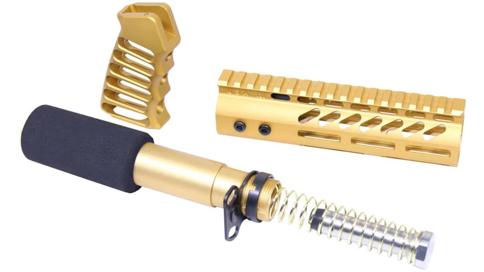 Guntec USA AR-15 Pistol Furniture Set, Anodized Gold, AR-PISTOL-SET-MLK-GOLD
