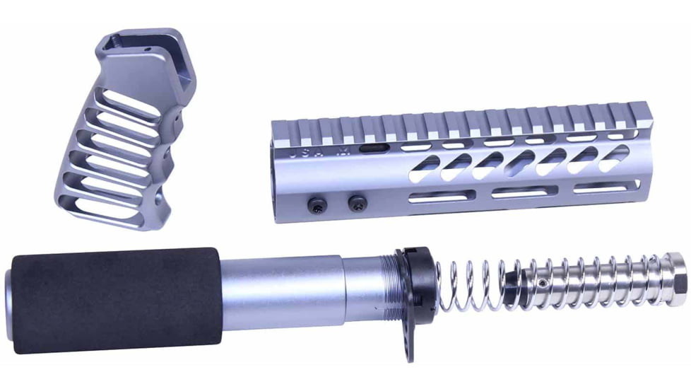 Guntec USA AR-15 Pistol Furniture Set, Anodized Grey, AR-PISTOL-SET-MLK-GREY