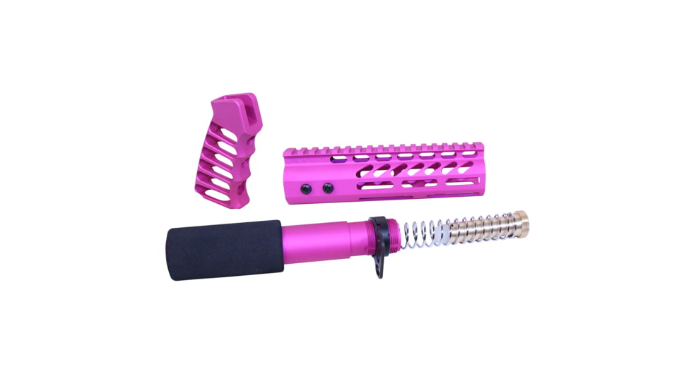 Guntec USA AR-15 Pistol Furniture Set, Anodized Pink, AR-PISTOL-SET-MLK-PINK