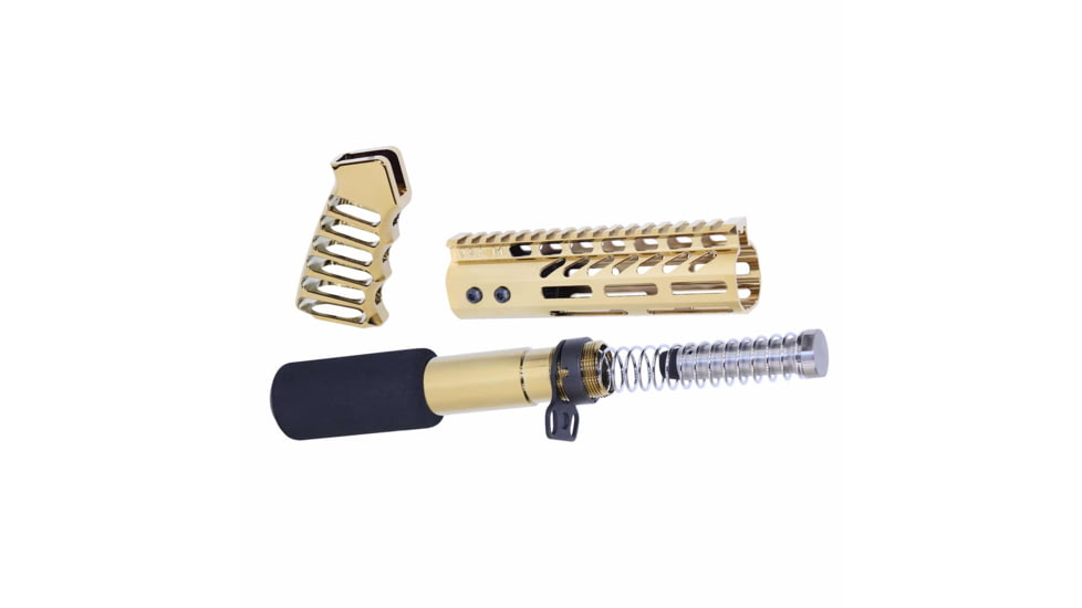 Guntec USA AR-15 Pistol Furniture Set, Gold Plated, AR-PISTOL-SET-MLK-GLD