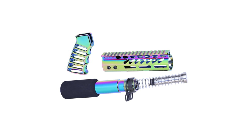 Guntec USA AR-15 Pistol Furniture Set, Rainbow PVD, AR-PISTOL-SET-MLK-RPVD