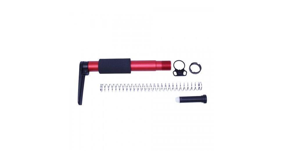 GUNTEC USA Ar 15 Skeleton Style Stock W/ Recoil Pad, Red ARSTK-JL-US-RED