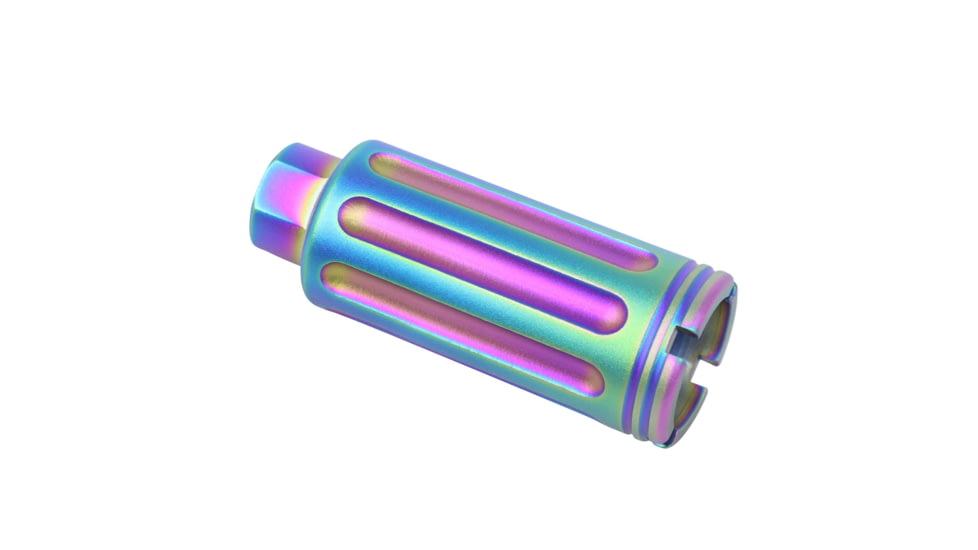 Guntec USA AR-15 Slim Line Cone Flash Can Gen 2, 5.56mm, 1/2x28, Matte Rainbow Pvd Coated, CONE-FH-S-GEN2-RPVD